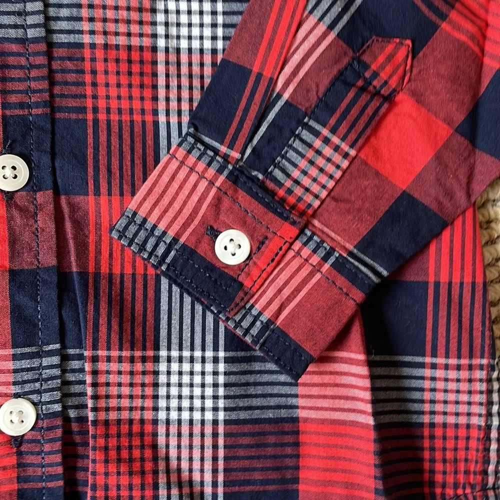NWT Gymboree 18-24 red and blue plaid button down shirt